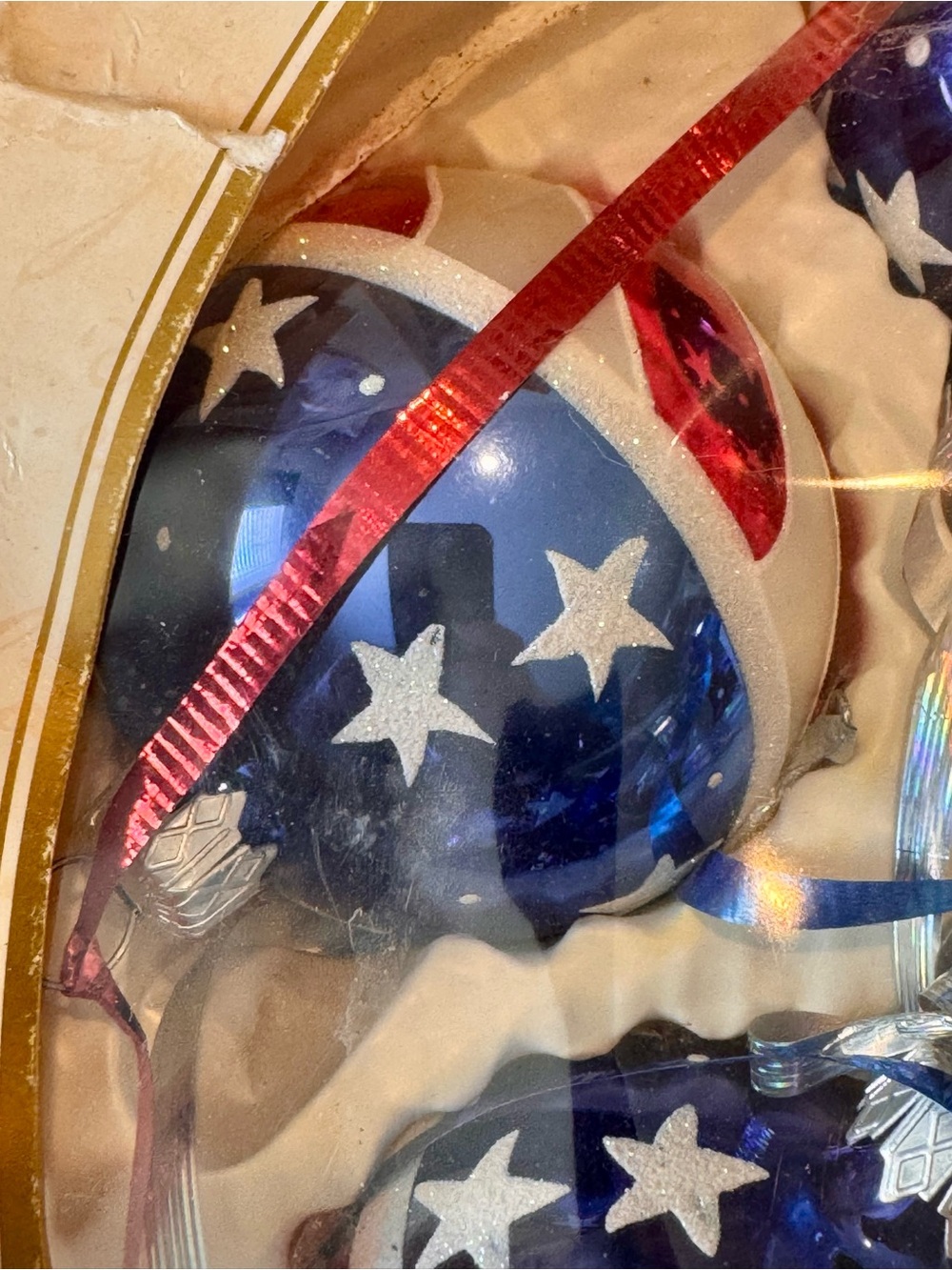 🇺🇸 USA American Red, White & Blue Star Stripe Glass Ornaments - 2004 - 2” - Picture 8 of 15